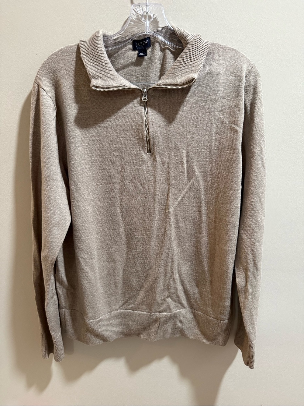 J. Crew Men’s Zip-Neck Sweater in Light Taupe